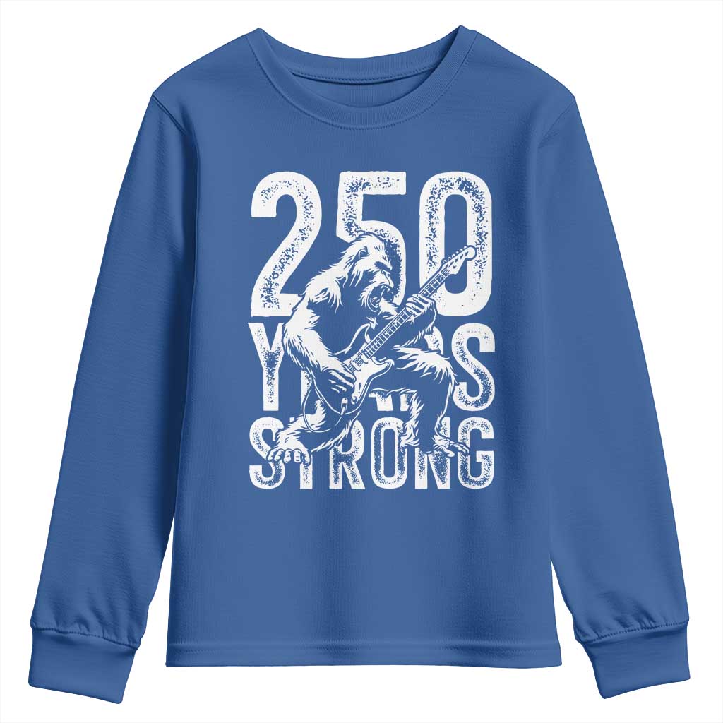 250 Years Strong Bigfoot Guitar Youth Sweatshirt USA 250th Anniversary Gift TS12 Royal Blue Print Your Wear