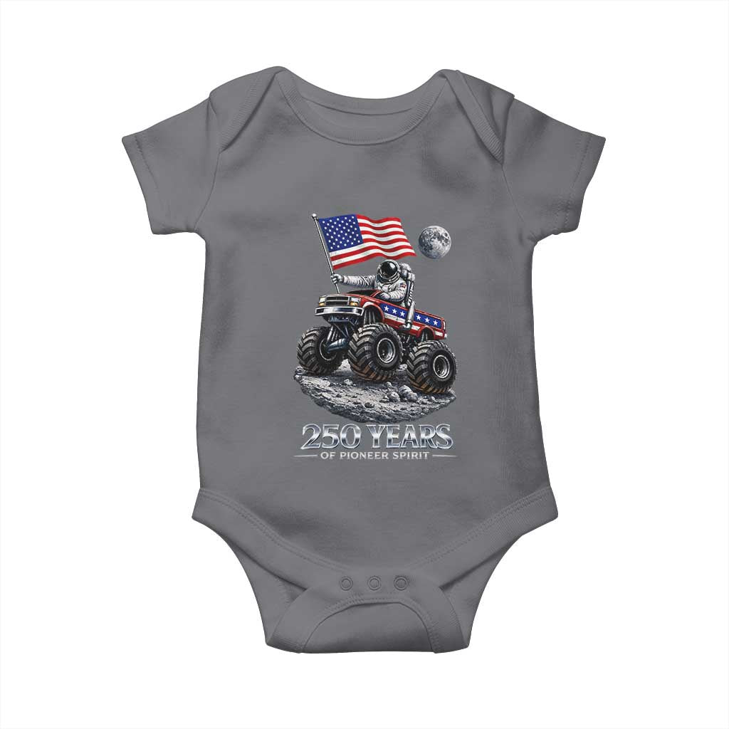 Astronaut 250 Years Of Pioneer Spirit Baby Onesie USA 250th Anniversary TS12 Charcoal Print Your Wear