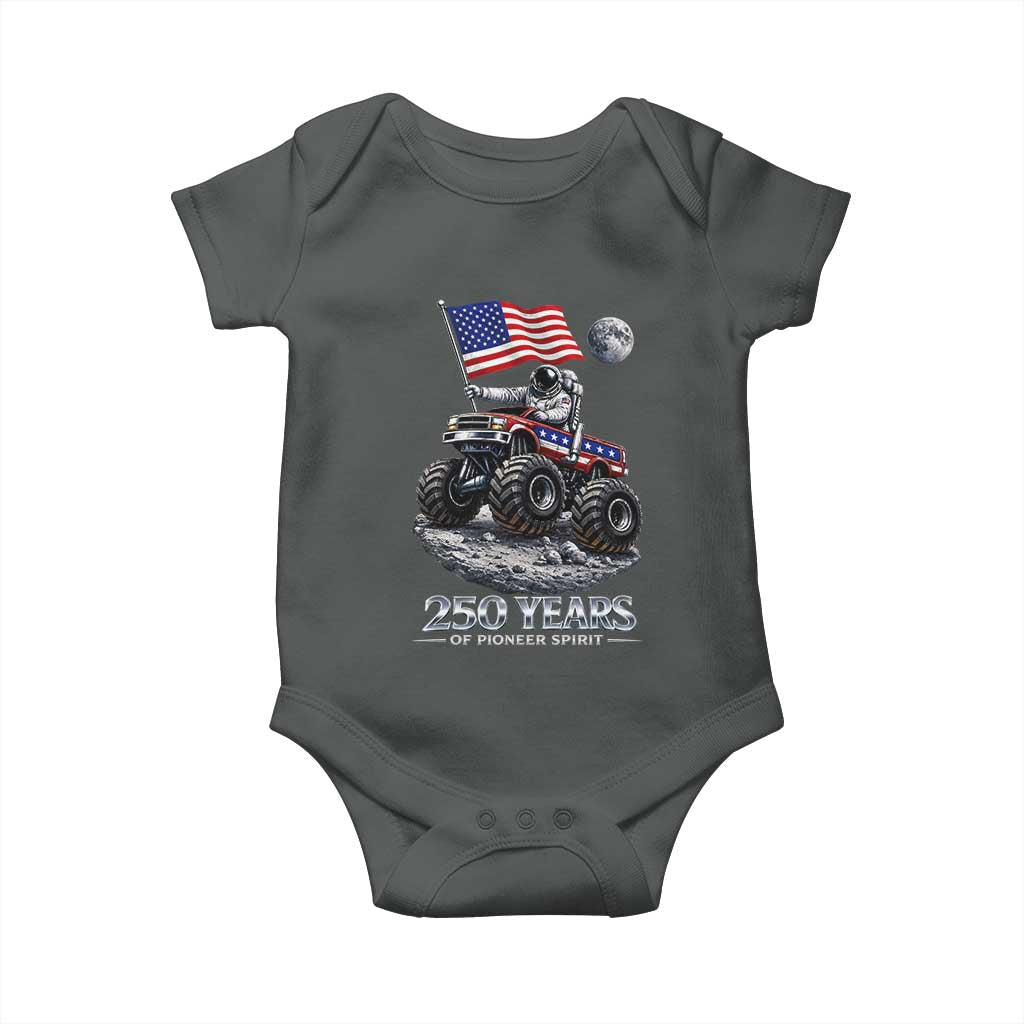 Astronaut 250 Years Of Pioneer Spirit Baby Onesie USA 250th Anniversary TS12 Dark Heather Print Your Wear