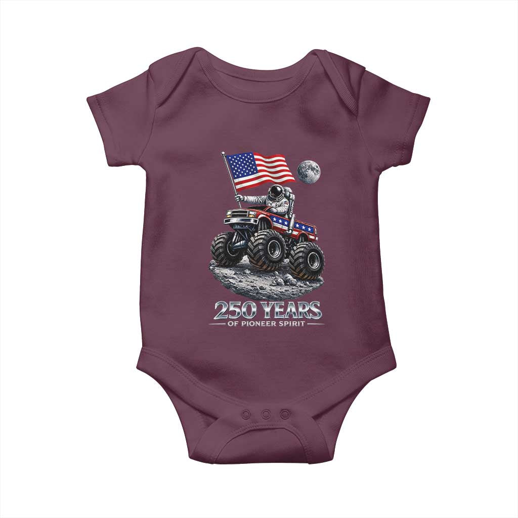 Astronaut 250 Years Of Pioneer Spirit Baby Onesie USA 250th Anniversary TS12 Maroon Print Your Wear