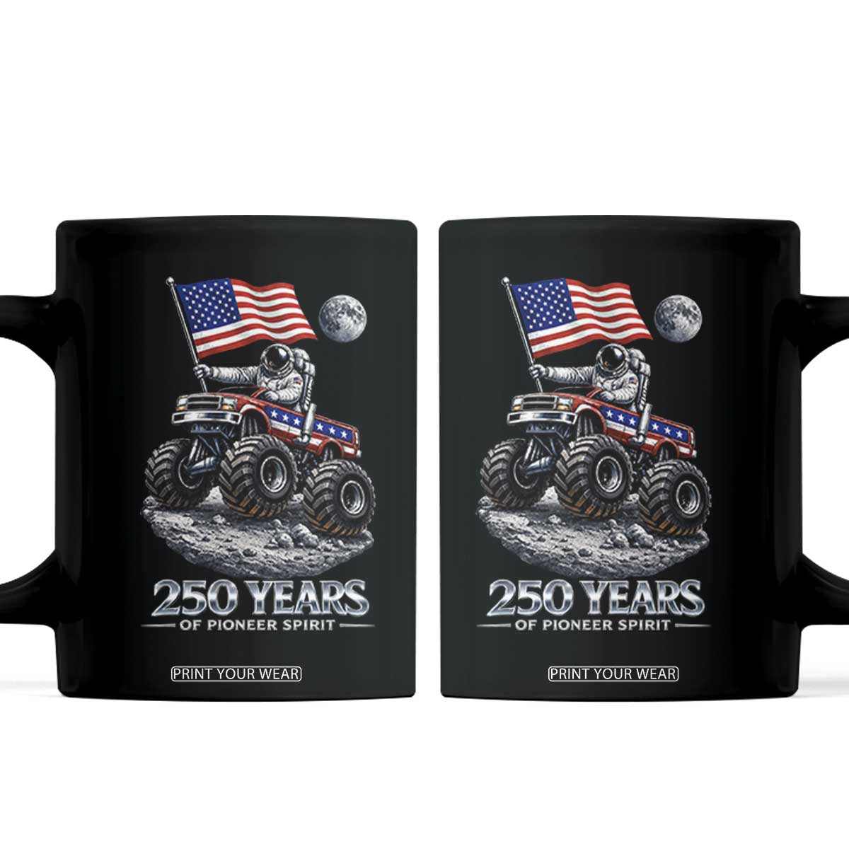 Astronaut 250 Years Of Pioneer Spirit Coffee Mug USA 250th Anniversary TS12 Black Print Your Wear