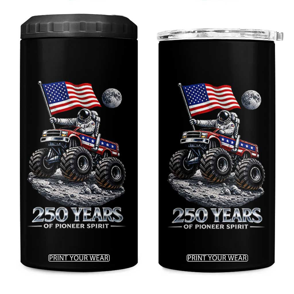 Astronaut 250 Years Of Pioneer Spirit 4 in 1 Can Cooler Tumbler USA 250th Anniversary TS12 One Size: 16 oz Black Print Your Wear