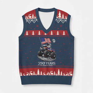 Astronaut 250 Years Of Pioneer Spirit V-Neck Knit Sweater Vest USA 250th Anniversary TS12 Navy Red Print Your Wear