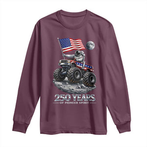 Astronaut 250 Years Of Pioneer Spirit Long Sleeve Shirt USA 250th Anniversary TS12 Maroon Print Your Wear