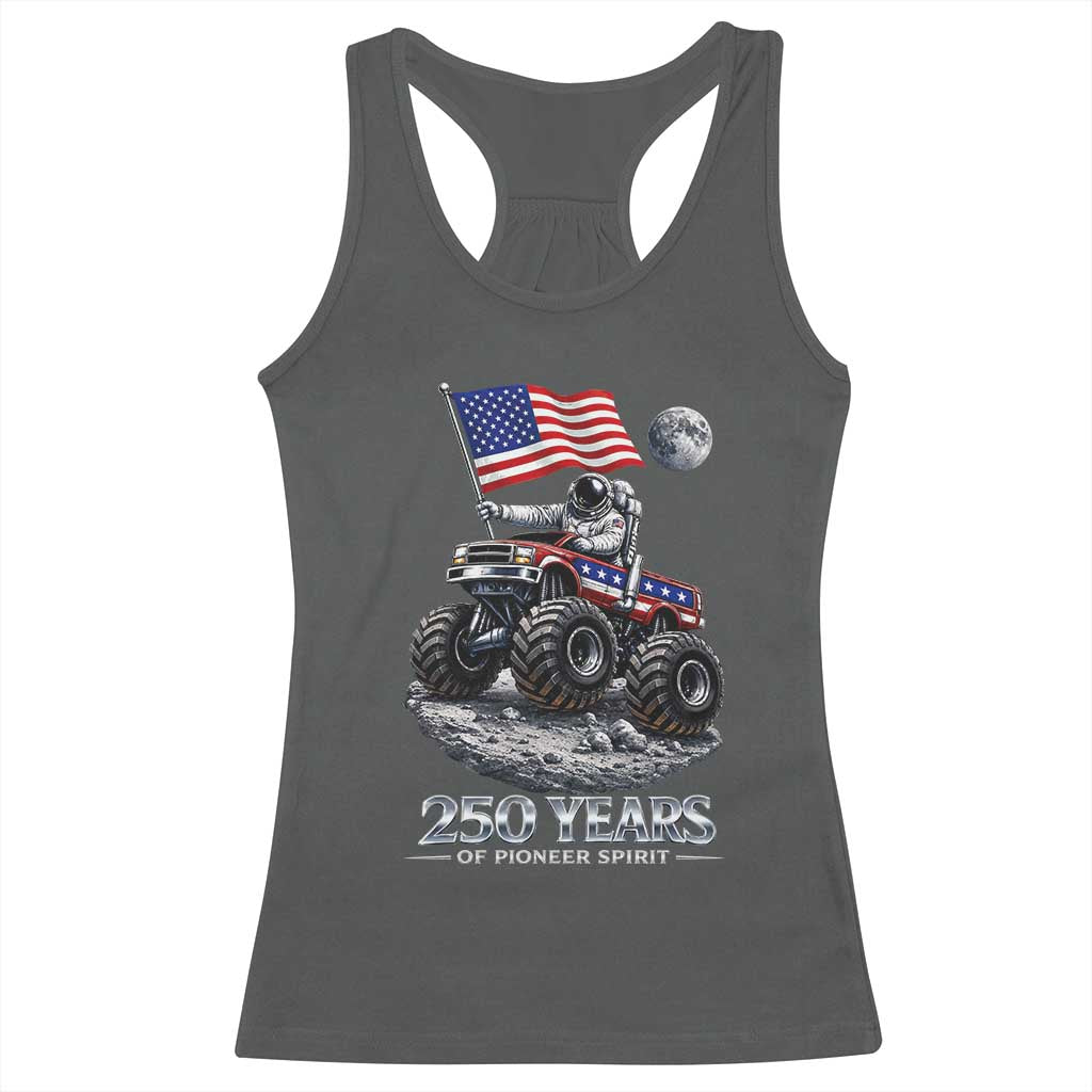Astronaut 250 Years Of Pioneer Spirit Racerback Tank Top USA 250th Anniversary TS12 Dark Heather Print Your Wear