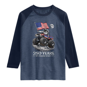 Astronaut 250 Years Of Pioneer Spirit Raglan Shirt USA 250th Anniversary TS12 Heather Denim Navy Print Your Wear