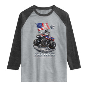 Astronaut 250 Years Of Pioneer Spirit Raglan Shirt USA 250th Anniversary TS12 Heather Gray Heather Charcoal Print Your Wear