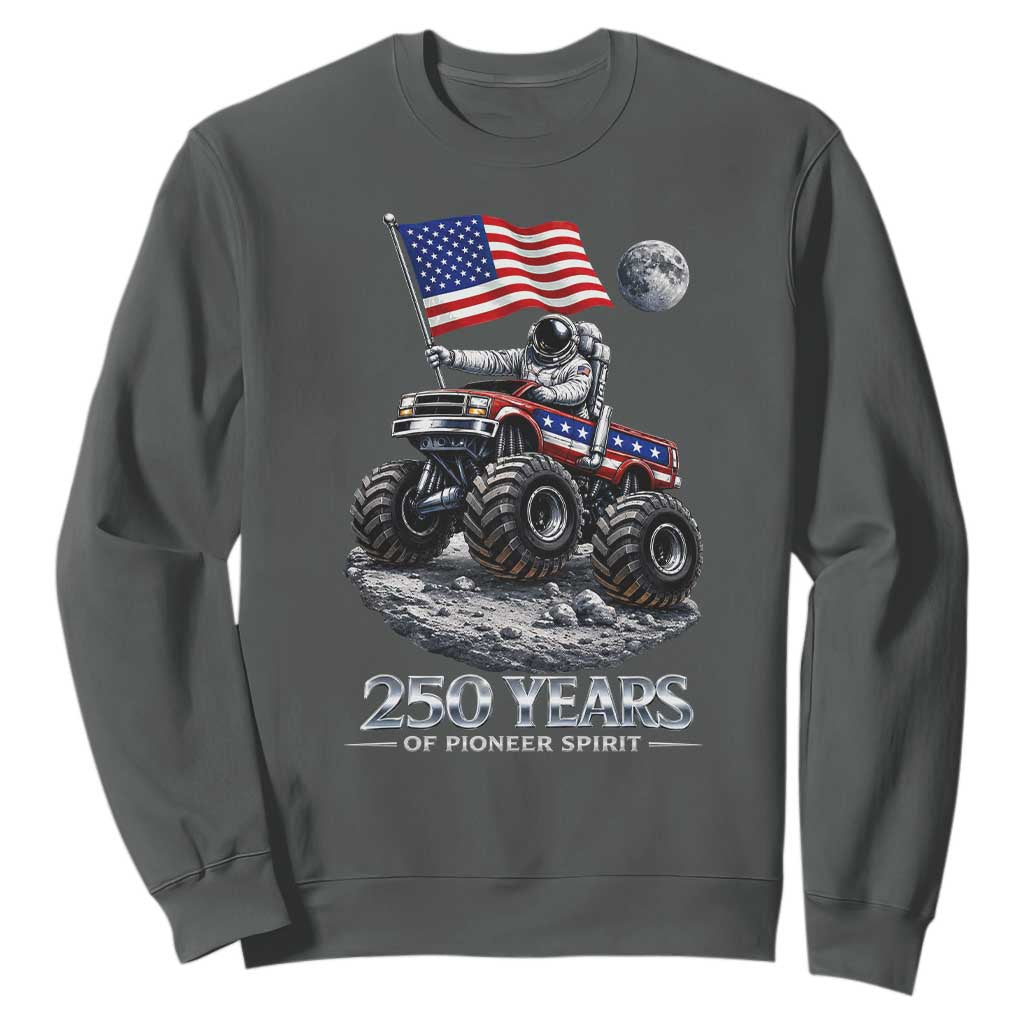 Astronaut 250 Years Of Pioneer Spirit Sweatshirt USA 250th Anniversary TS12 Dark Heather Print Your Wear