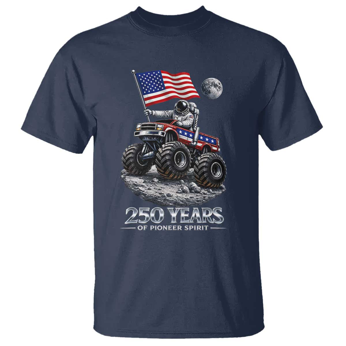 Astronaut 250 Years Of Pioneer Spirit T Shirt USA 250th Anniversary TS12 Navy Print Your Wear