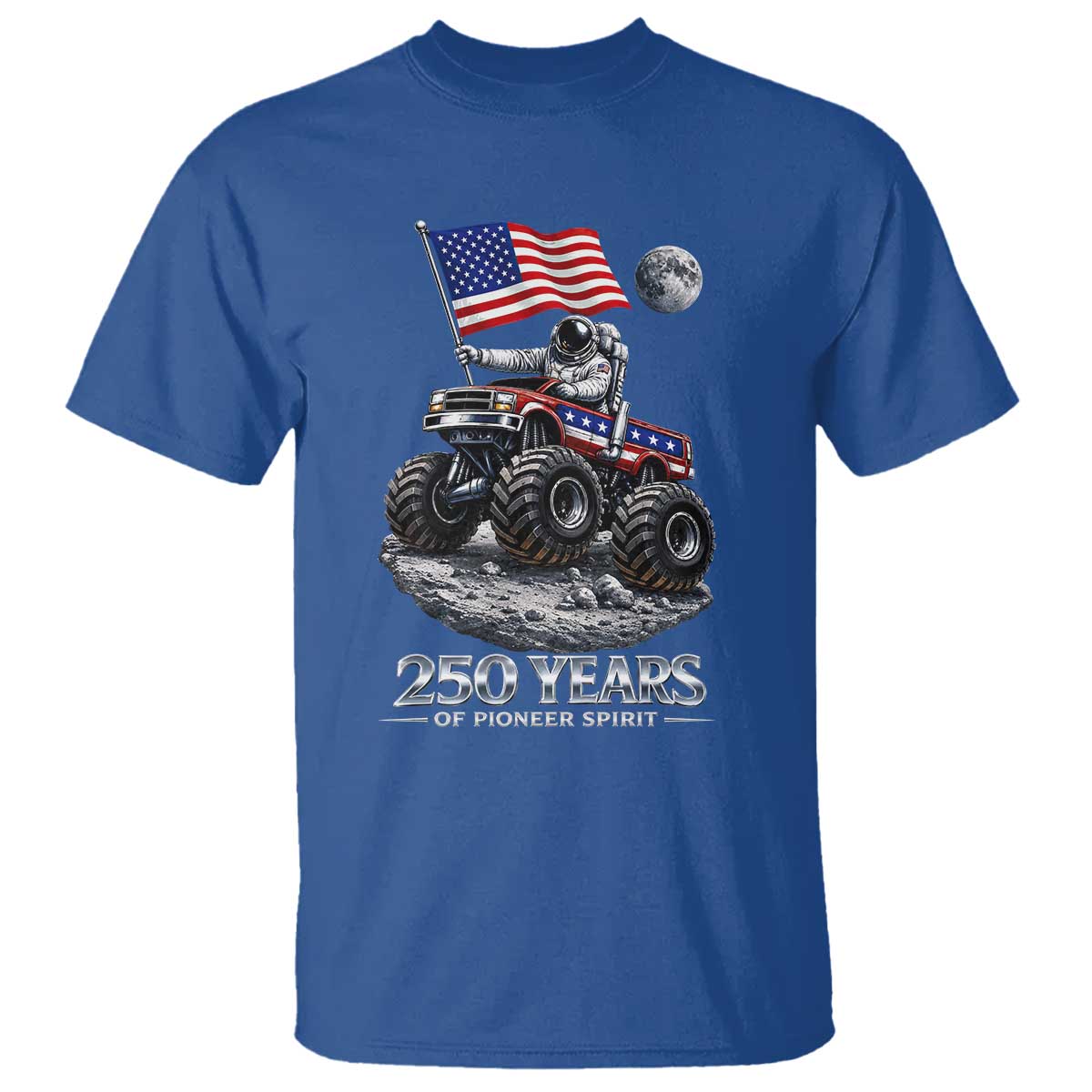 Astronaut 250 Years Of Pioneer Spirit T Shirt USA 250th Anniversary TS12 Royal Blue Print Your Wear