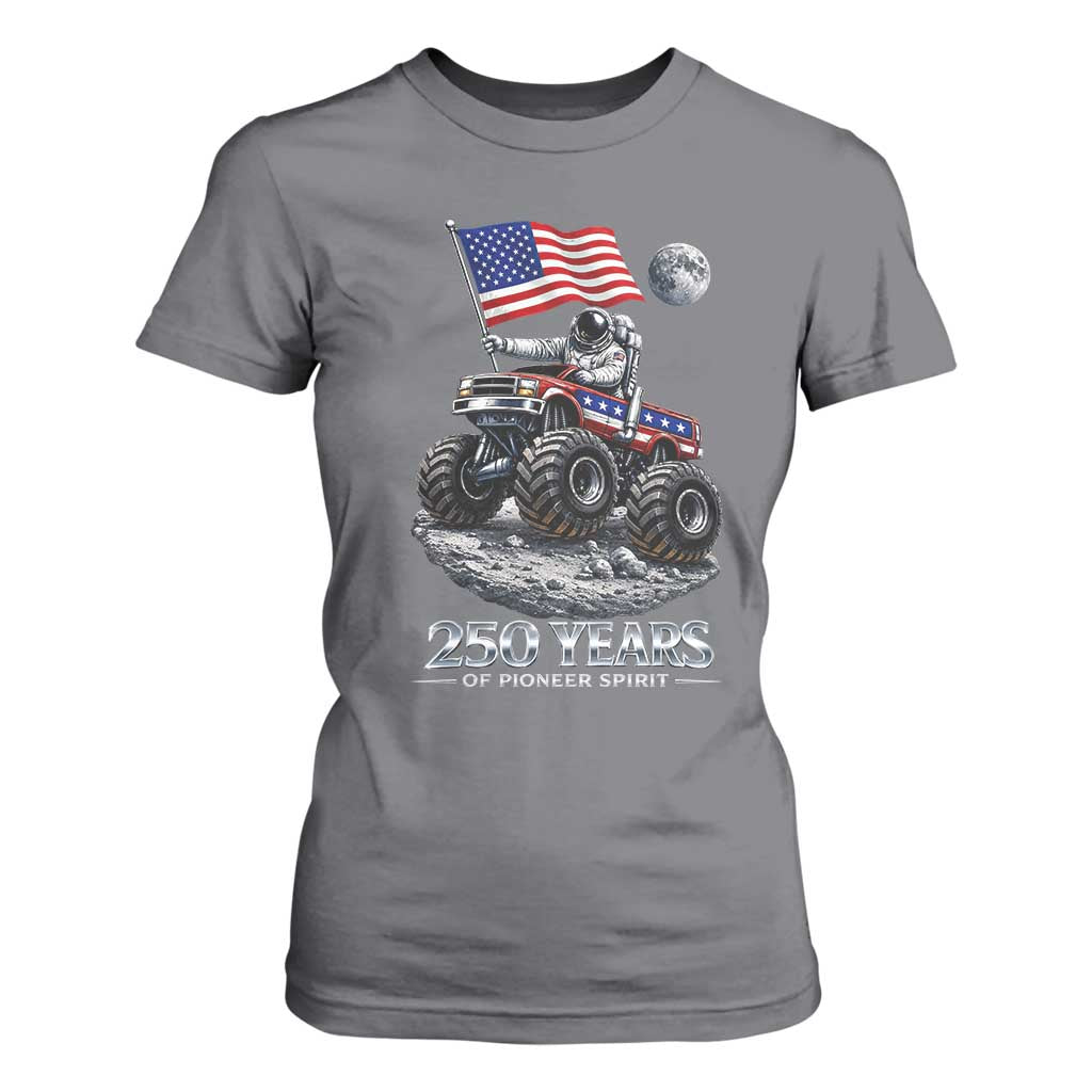 Astronaut 250 Years Of Pioneer Spirit T Shirt For Women USA 250th Anniversary TS12 Charcoal Print Your Wear