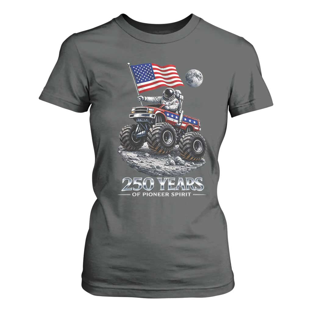 Astronaut 250 Years Of Pioneer Spirit T Shirt For Women USA 250th Anniversary TS12 Dark Heather Print Your Wear