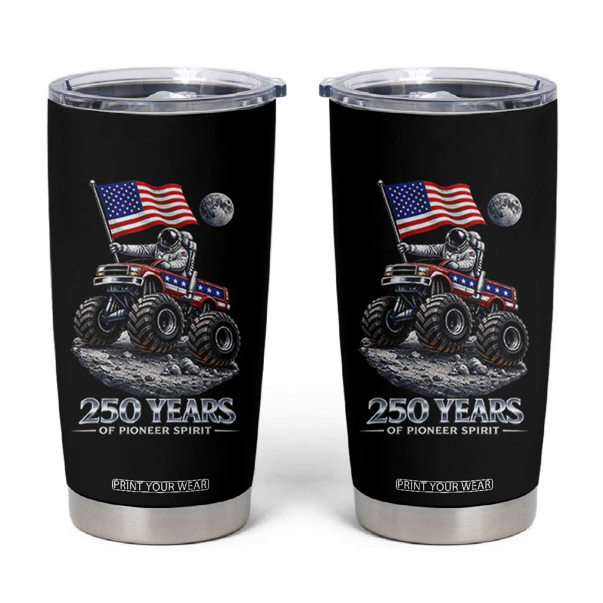 Astronaut 250 Years Of Pioneer Spirit Tumbler Cup USA 250th Anniversary TS12 Black Print Your Wear
