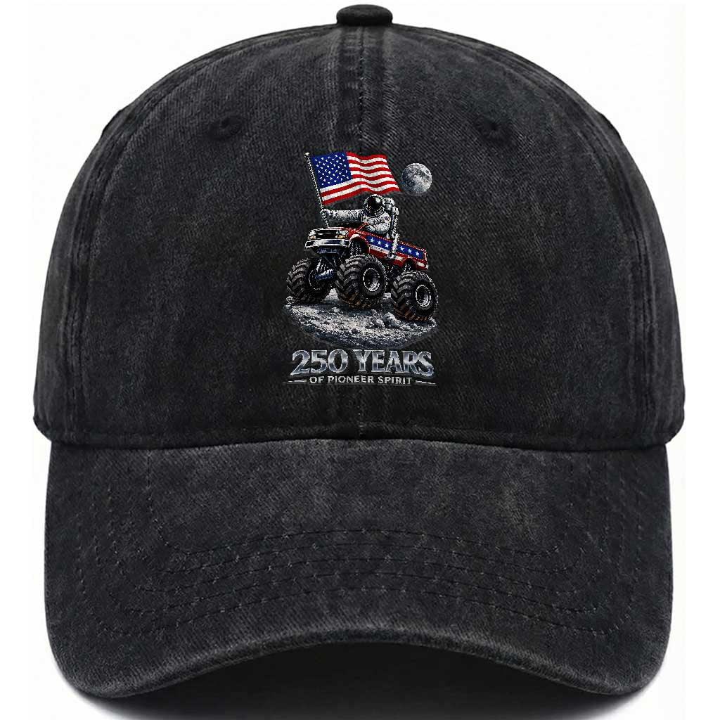Astronaut 250 Years Of Pioneer Spirit Washed Cotton Baseball Cap USA 250th Anniversary TS12 Print Your Wear
