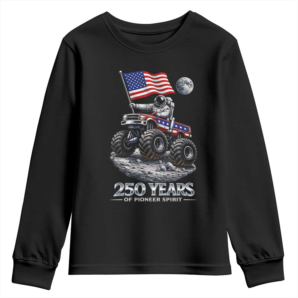 Astronaut 250 Years Of Pioneer Spirit Youth Sweatshirt USA 250th Anniversary TS12 Black Print Your Wear