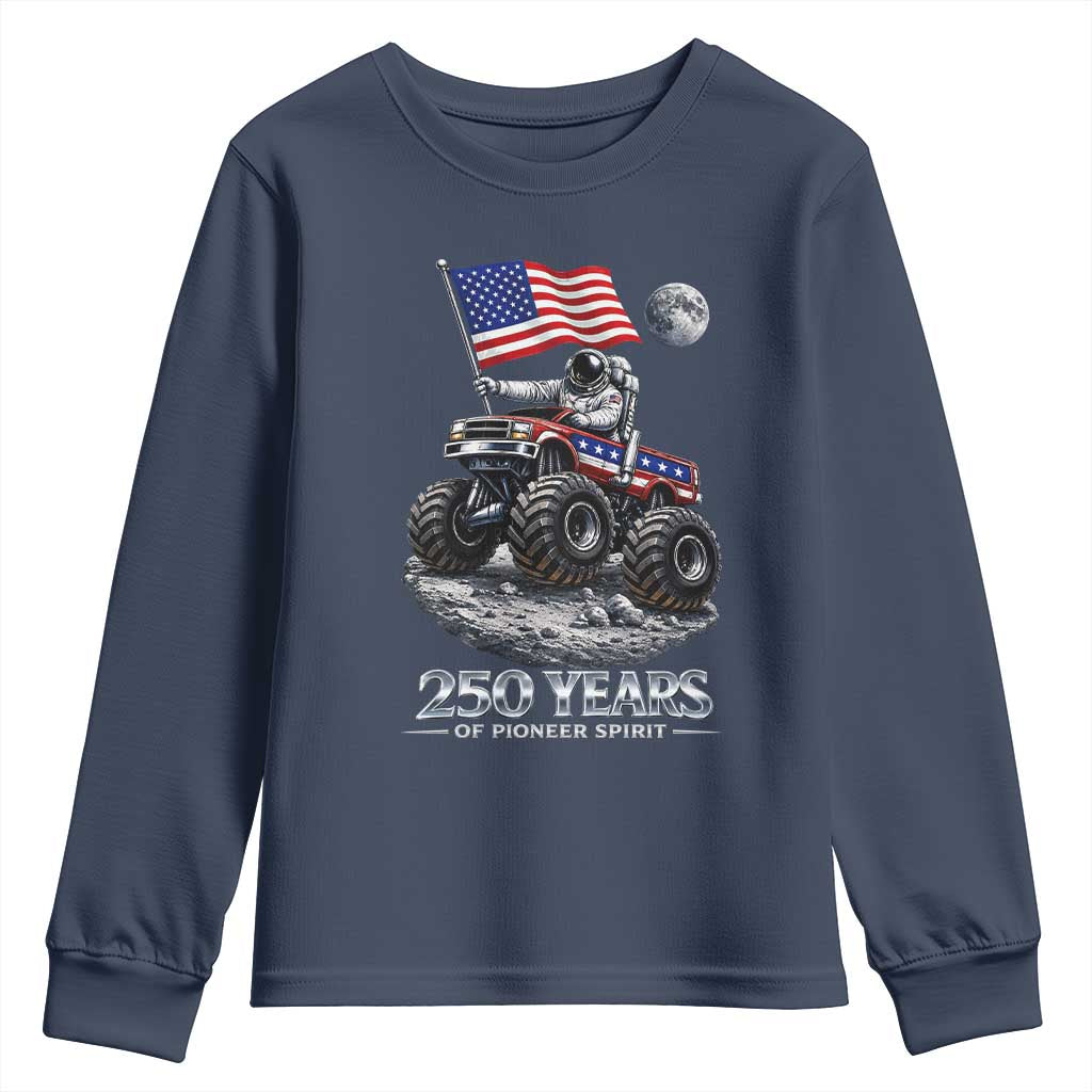 Astronaut 250 Years Of Pioneer Spirit Youth Sweatshirt USA 250th Anniversary TS12 Navy Print Your Wear