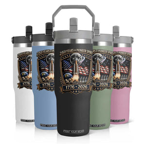 Astronaut 250 Years Of Pioneer Spirit Flip Straw Tumbler Patriotic Astronaut Graphic Gift TS12 Print Your Wear