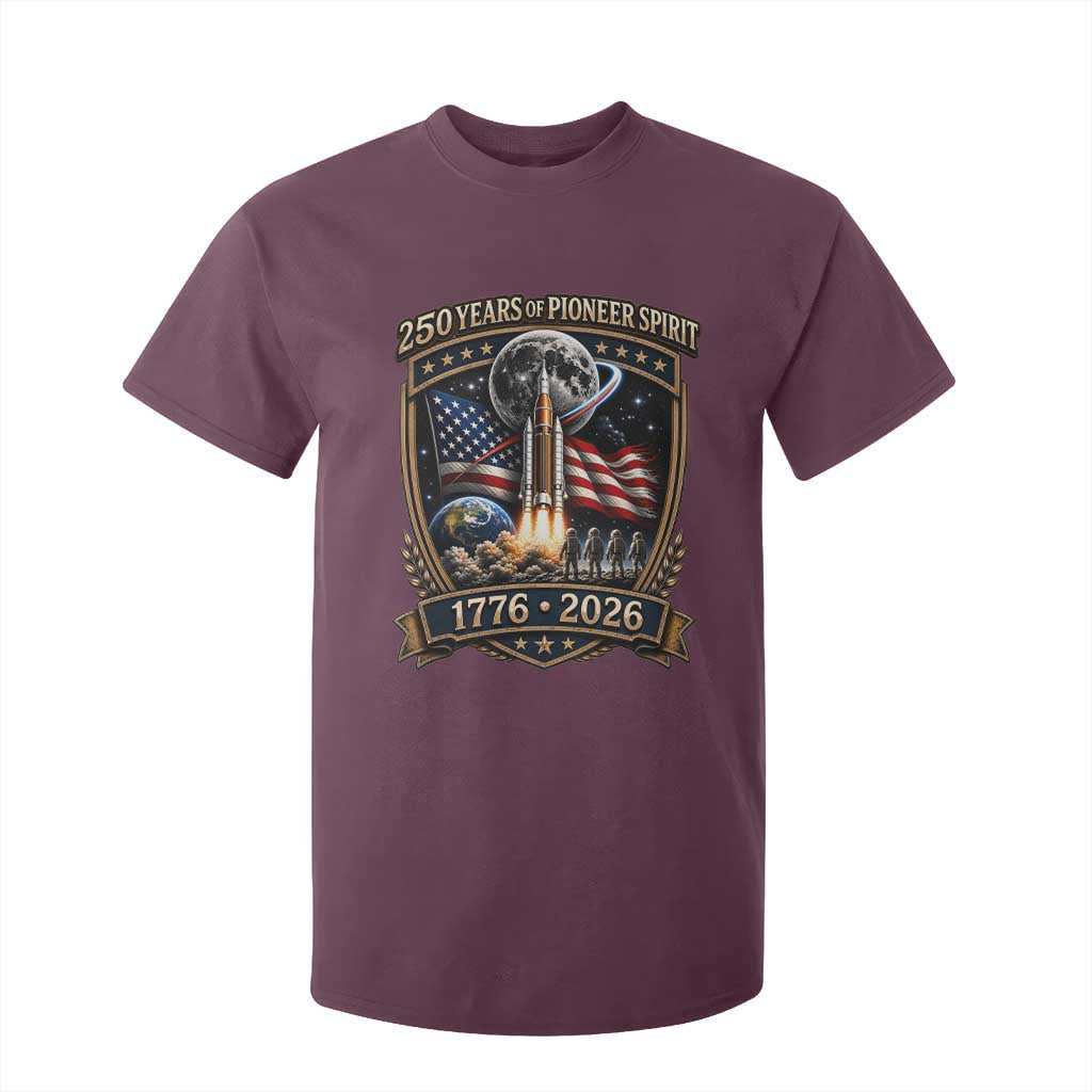 Astronaut 250 Years Of Pioneer Spirit T Shirt For Kid Patriotic Astronaut Graphic Gift TS12 Maroon Print Your Wear