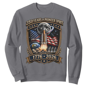 Astronaut 250 Years Of Pioneer Spirit Sweatshirt Patriotic Astronaut Graphic Gift TS12 Charcoal Print Your Wear
