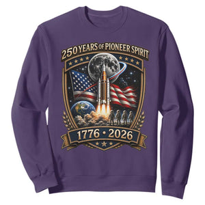 Astronaut 250 Years Of Pioneer Spirit Sweatshirt Patriotic Astronaut Graphic Gift TS12 Purple Print Your Wear