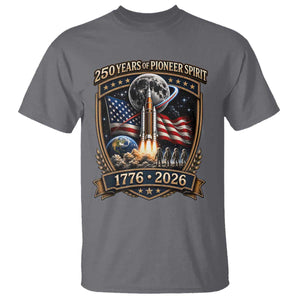 Astronaut 250 Years Of Pioneer Spirit T Shirt Patriotic Astronaut Graphic Gift TS12 Charcoal Print Your Wear