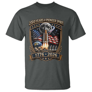 Astronaut 250 Years Of Pioneer Spirit T Shirt Patriotic Astronaut Graphic Gift TS12 Dark Heather Print Your Wear
