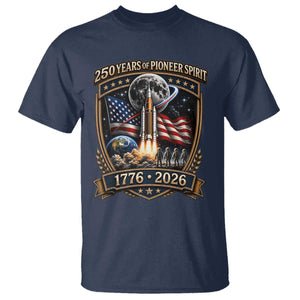 Astronaut 250 Years Of Pioneer Spirit T Shirt Patriotic Astronaut Graphic Gift TS12 Navy Print Your Wear