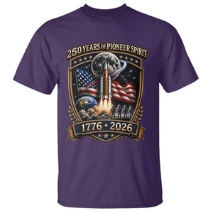 Astronaut 250 Years Of Pioneer Spirit T Shirt Patriotic Astronaut Graphic Gift TS12 Purple Print Your Wear