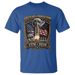 Astronaut 250 Years Of Pioneer Spirit T Shirt Patriotic Astronaut Graphic Gift TS12 Royal Blue Print Your Wear