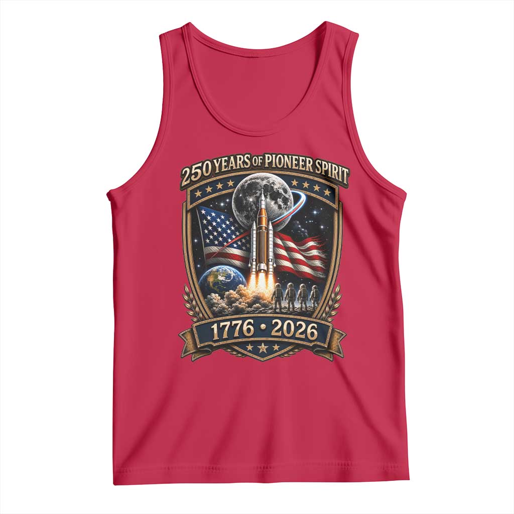 Astronaut 250 Years Of Pioneer Spirit Tank Top Patriotic Astronaut Graphic Gift TS12 Red Print Your Wear