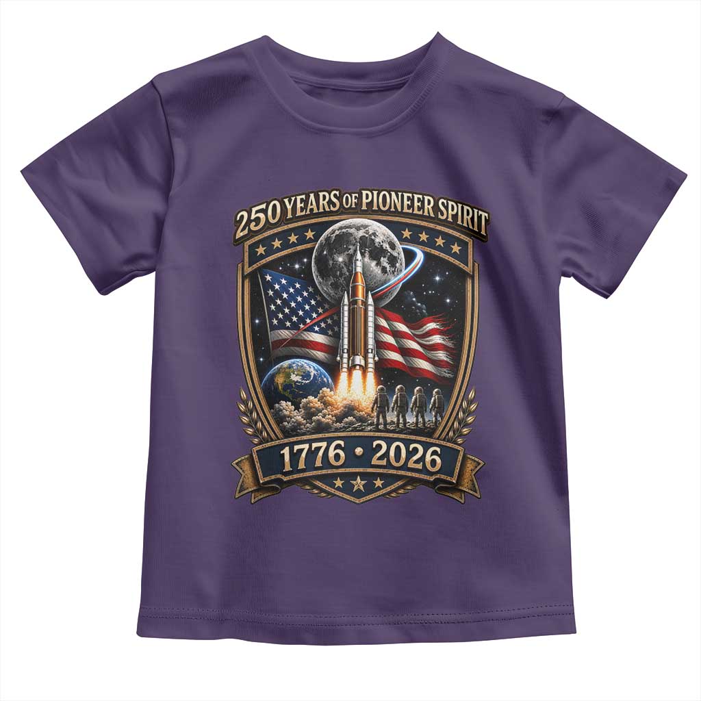 Astronaut 250 Years Of Pioneer Spirit Toddler T Shirt Patriotic Astronaut Graphic Gift TS12 Purple Print Your Wear