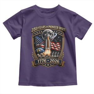 Astronaut 250 Years Of Pioneer Spirit Toddler T Shirt Patriotic Astronaut Graphic Gift TS12 Purple Print Your Wear