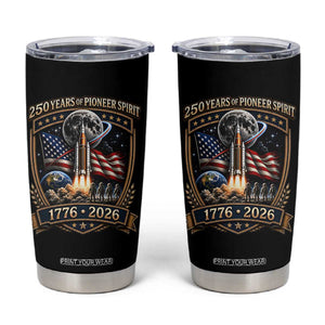 Astronaut 250 Years Of Pioneer Spirit Tumbler Cup Patriotic Astronaut Graphic Gift TS12 Black Print Your Wear