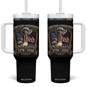 Astronaut 250 Years Of Pioneer Spirit Tumbler With Handle Patriotic Astronaut Graphic Gift TS12 One Size: 40 oz Black Print Your Wear