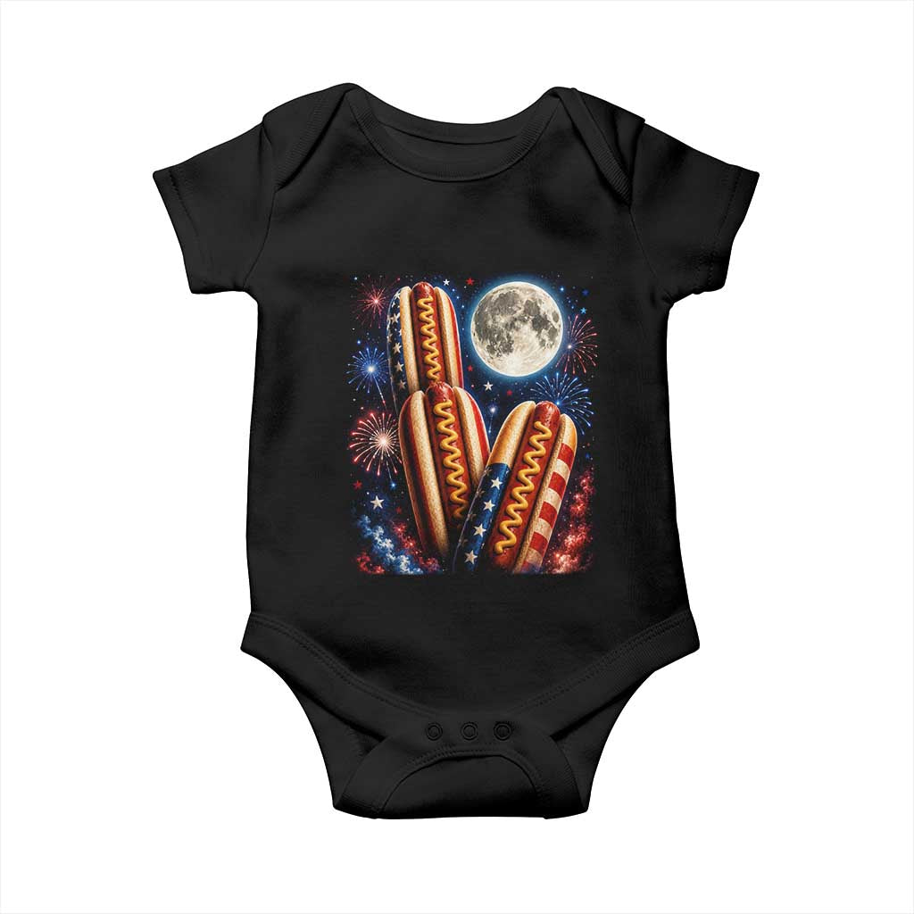 4th Of July Hotdog Fireworks Baby Onesie American Food Lovers TS12 Black Print Your Wear