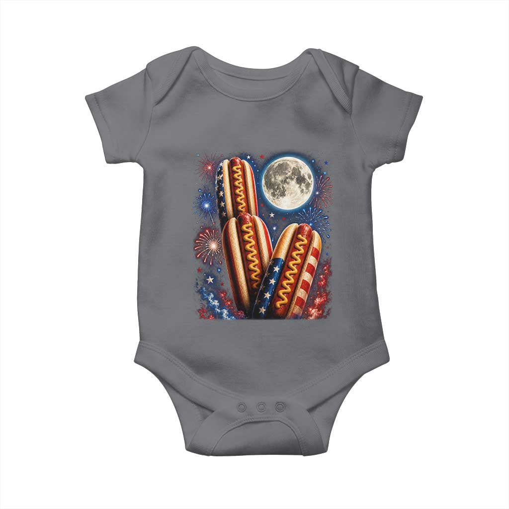 4th Of July Hotdog Fireworks Baby Onesie American Food Lovers TS12 Charcoal Print Your Wear