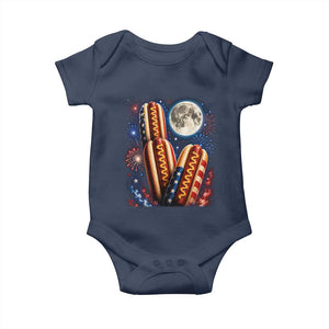 4th Of July Hotdog Fireworks Baby Onesie American Food Lovers TS12 Navy Print Your Wear