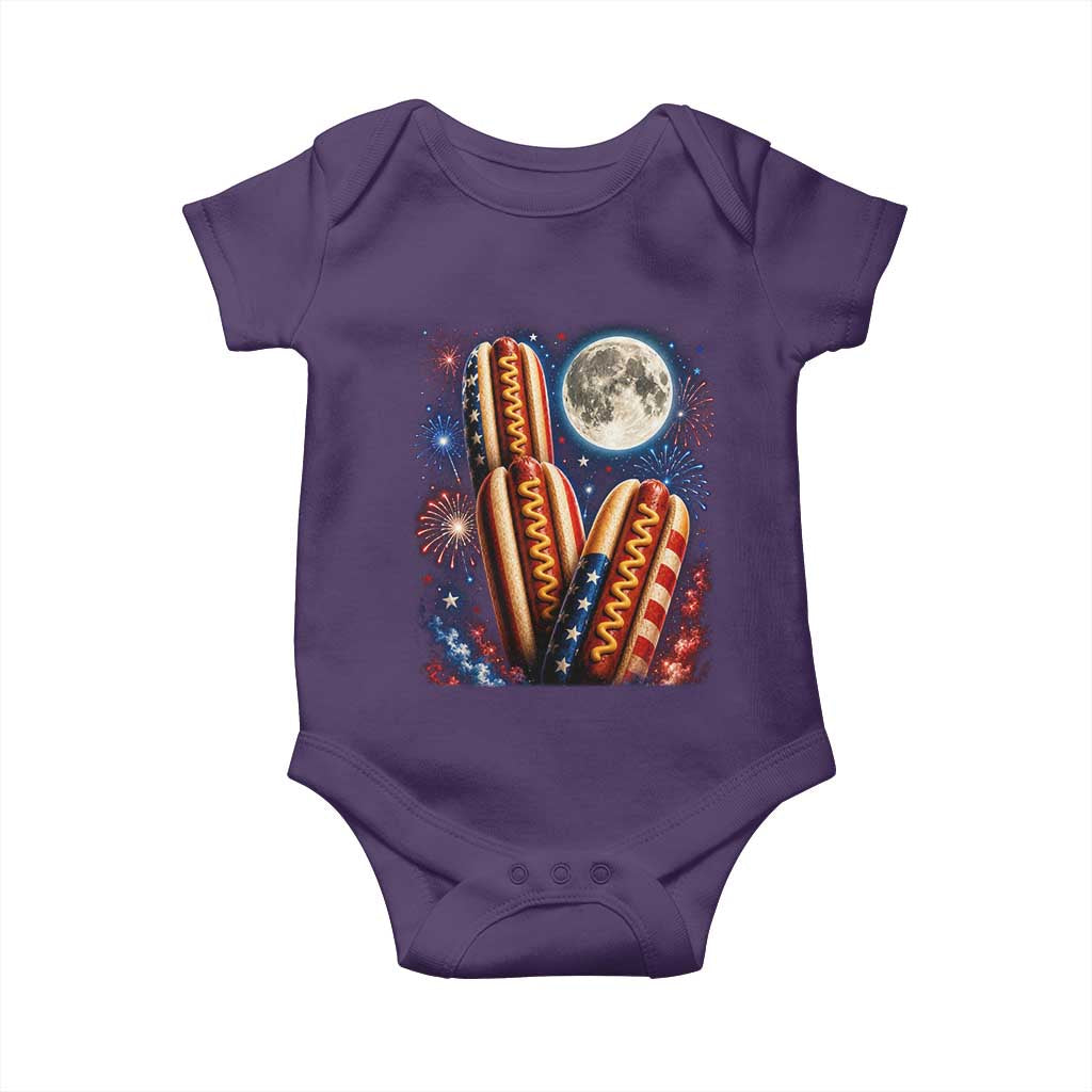 4th Of July Hotdog Fireworks Baby Onesie American Food Lovers TS12 Purple Print Your Wear
