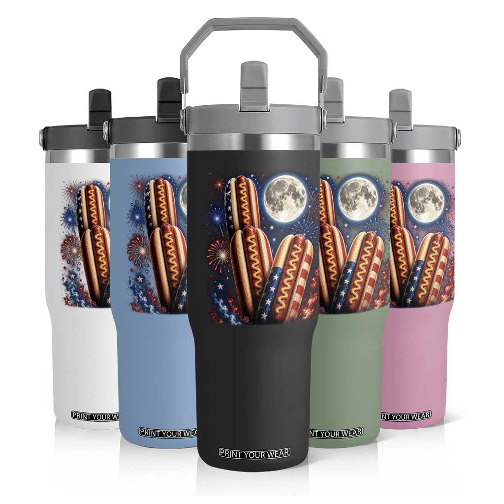 4th Of July Hotdog Fireworks Flip Straw Tumbler American Food Lovers TS12 Print Your Wear