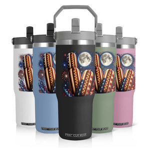 4th Of July Hotdog Fireworks Flip Straw Tumbler American Food Lovers TS12 Print Your Wear