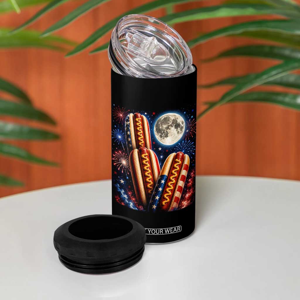 4th Of July Hotdog Fireworks 4 in 1 Can Cooler Tumbler American Food Lovers TS12 Print Your Wear