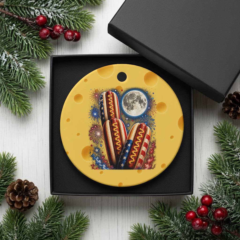4th Of July Hotdog Fireworks Ceramic Ornament American Food Lovers TS12 1pc Yellow Cheese Print Your Wear