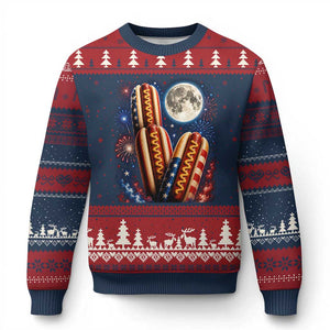 4th Of July Hotdog Fireworks Ugly Christmas Sweater American Food Lovers