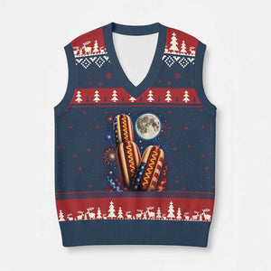 4th Of July Hotdog Fireworks V-Neck Knit Sweater Vest American Food Lovers TS12 Navy Red Print Your Wear