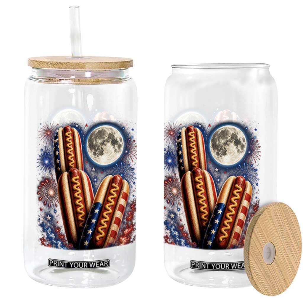 4th Of July Hotdog Fireworks Glass Can American Food Lovers