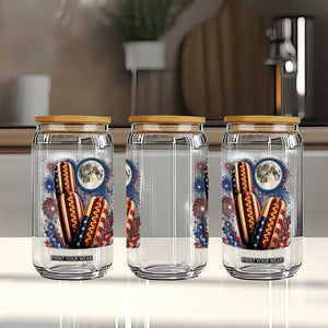 4th Of July Hotdog Fireworks Glass Can American Food Lovers