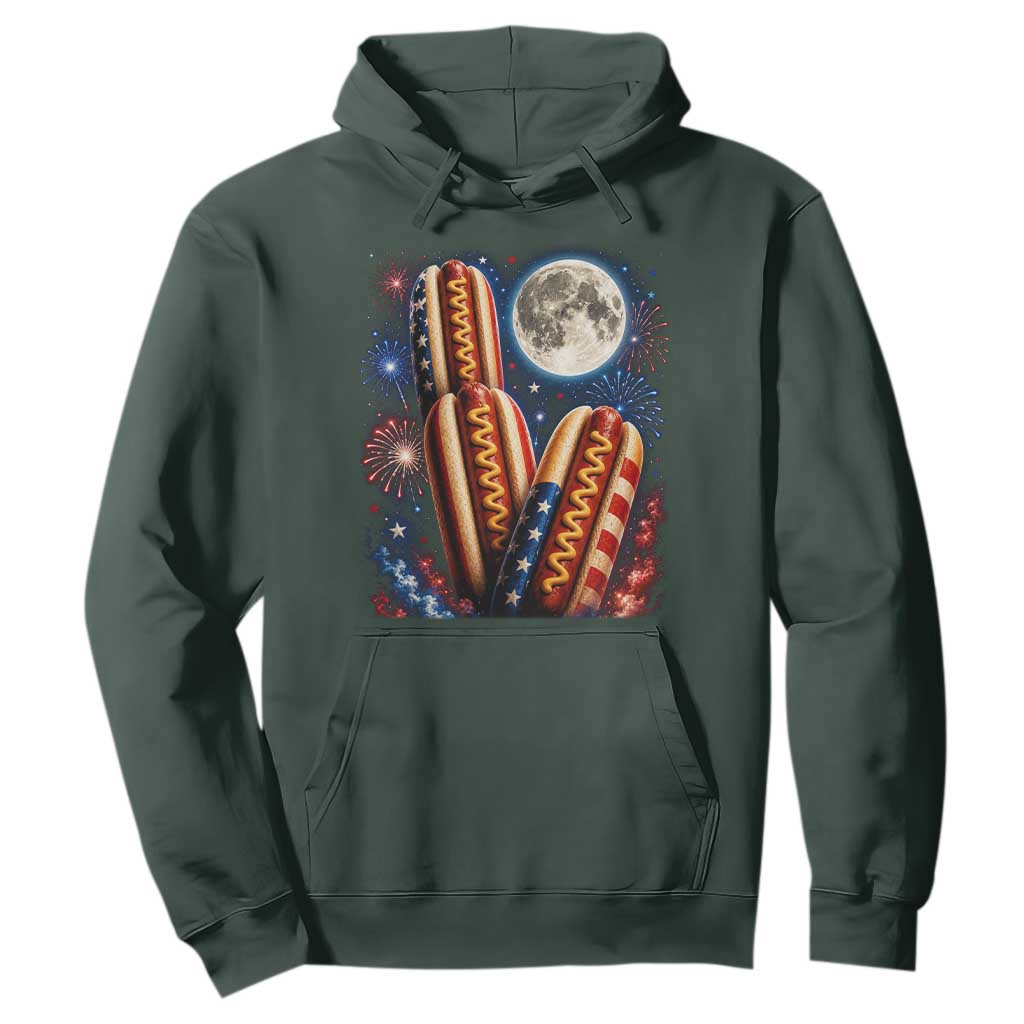 4th Of July Hotdog Fireworks Hoodie American Food Lovers TS12 Dark Forest Green Print Your Wear
