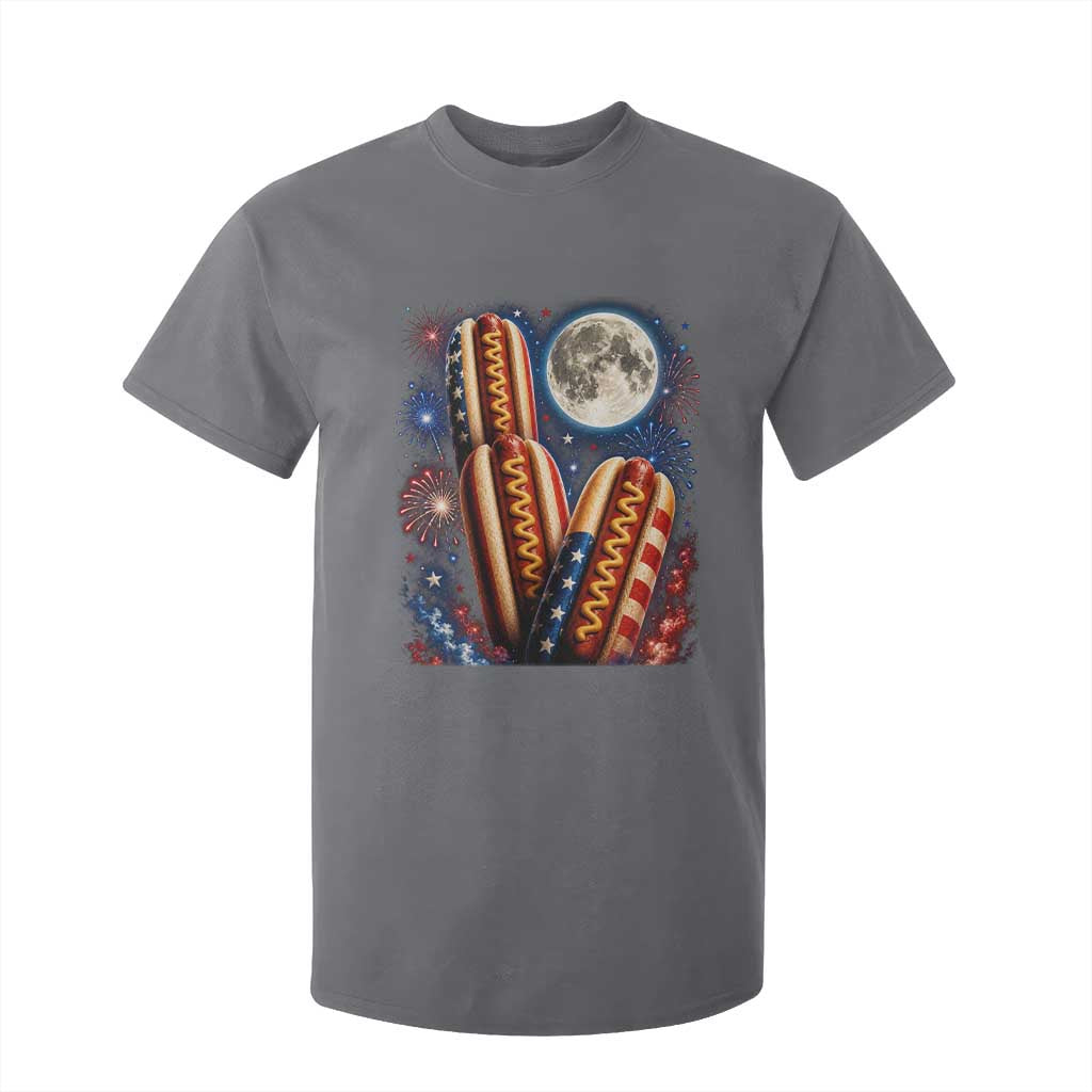4th Of July Hotdog Fireworks T Shirt For Kid American Food Lovers TS12 Charcoal Print Your Wear