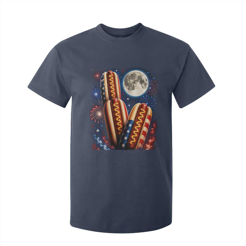 4th Of July Hotdog Fireworks T Shirt For Kid American Food Lovers TS12 Navy Print Your Wear