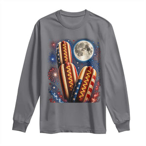 4th Of July Hotdog Fireworks Long Sleeve Shirt American Food Lovers TS12 Charcoal Print Your Wear